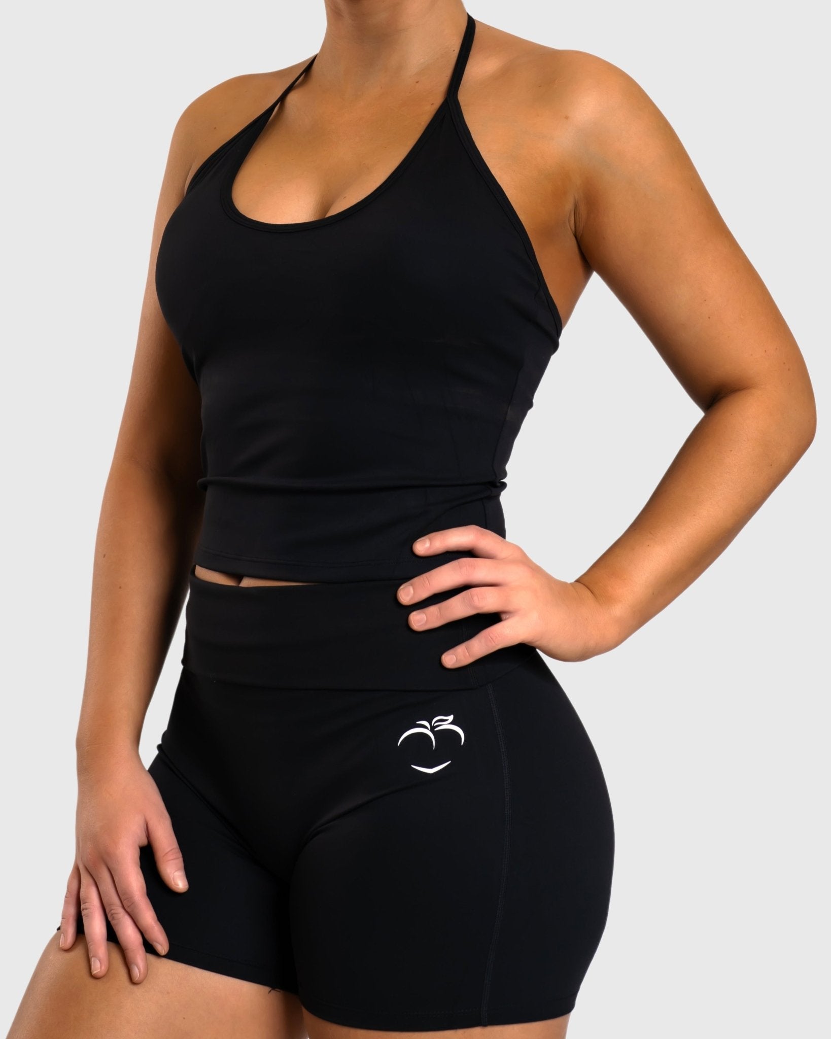 Black Allure Halterneck Topp - Peach Tights - Sports - Bra