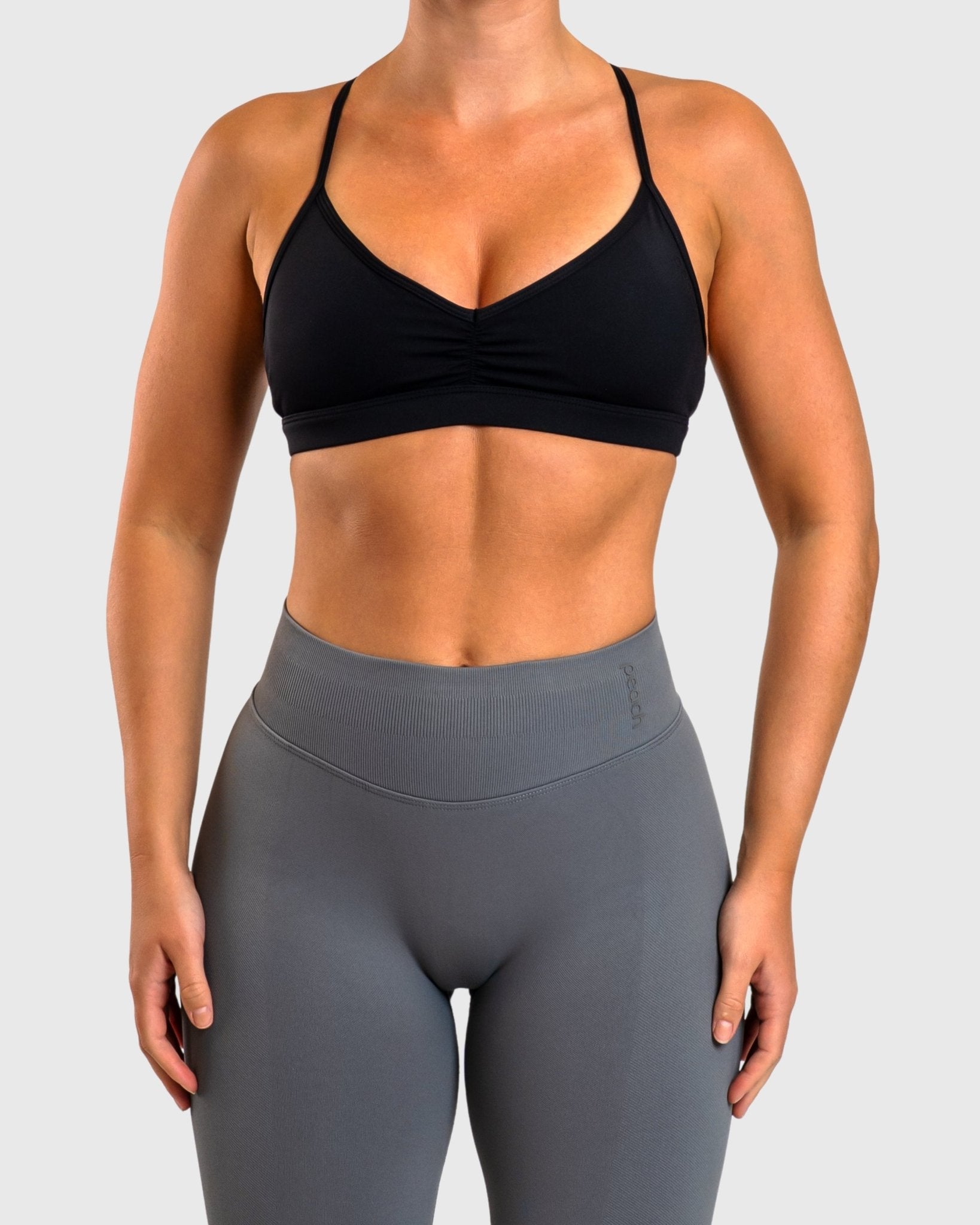 Black Athleisure Sports - bra - Peach Tights - Sports - Bra