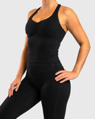 Black Softelle Singlet - Peach Tights - Sports - Bra