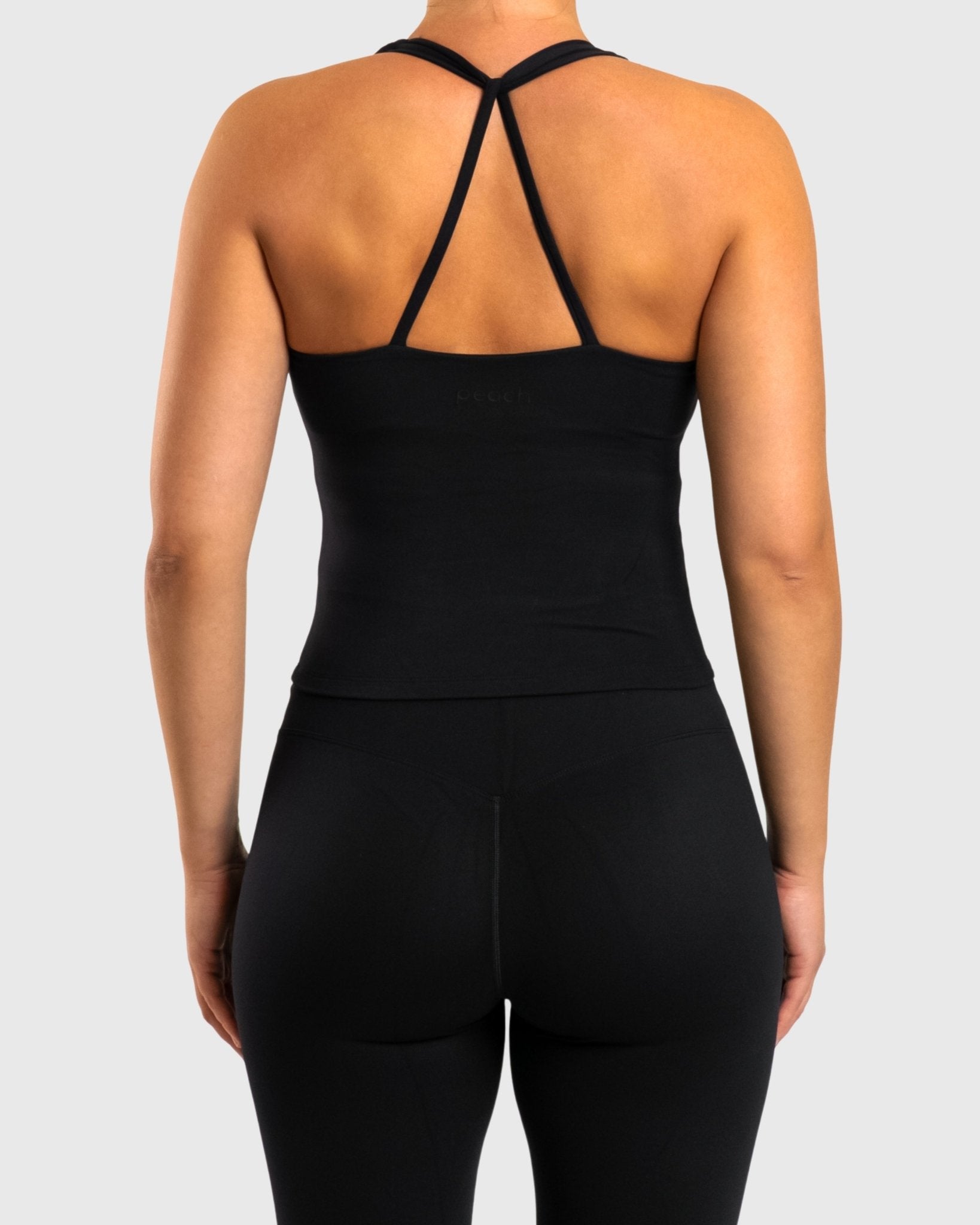 Black Softelle Singlet - Peach Tights - Sports - Bra