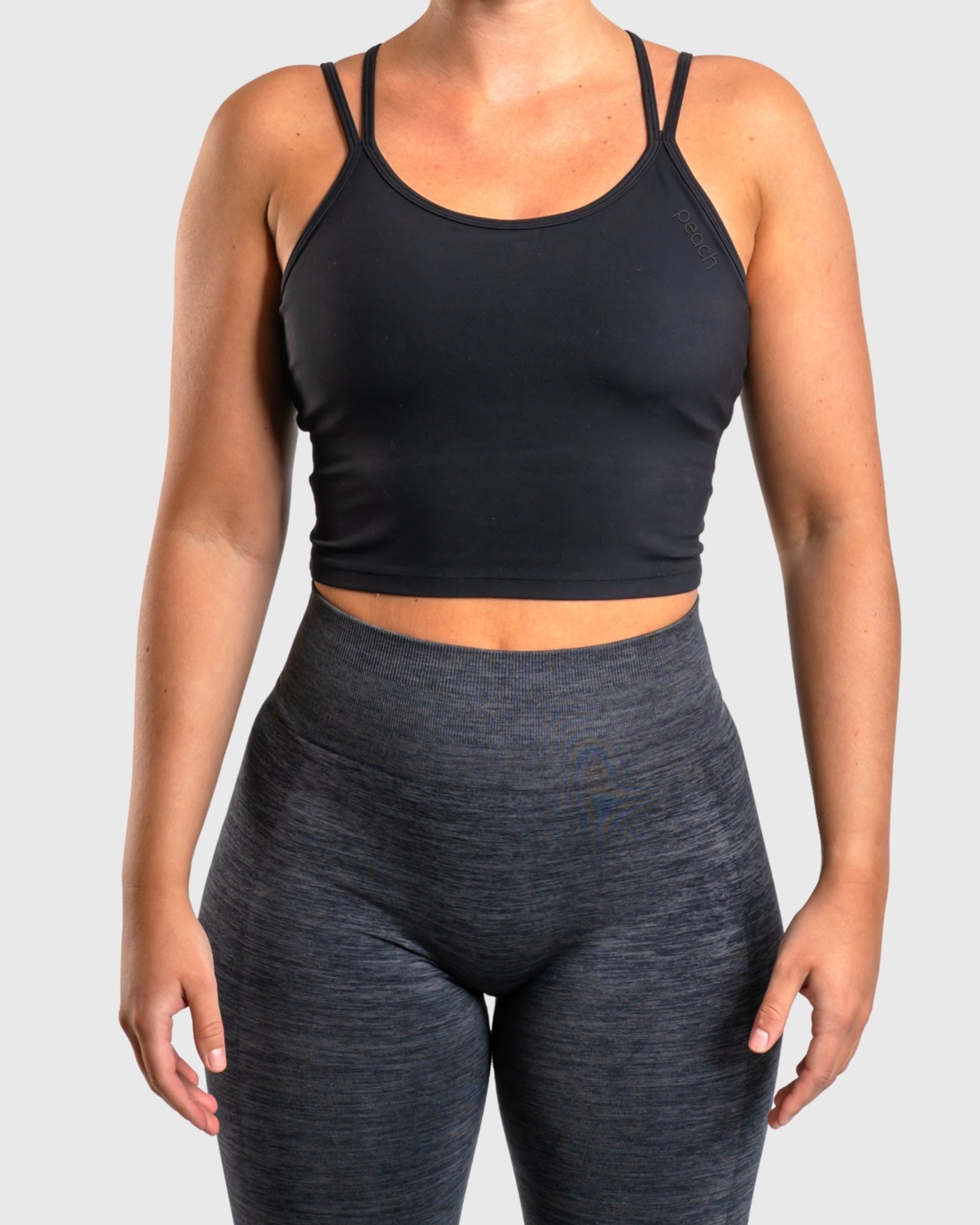 Black Softline Singlet - Peach Tights - Sports - Bra