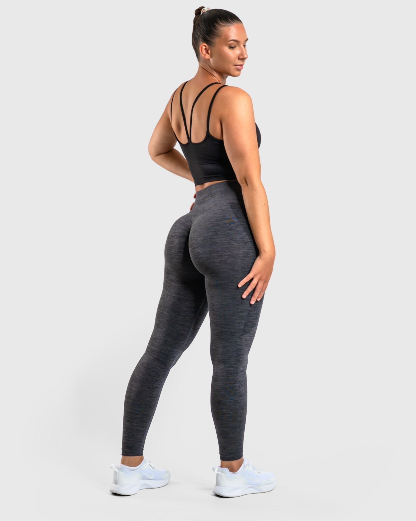 Black Softline Singlet - Peach Tights - Sports - Bra