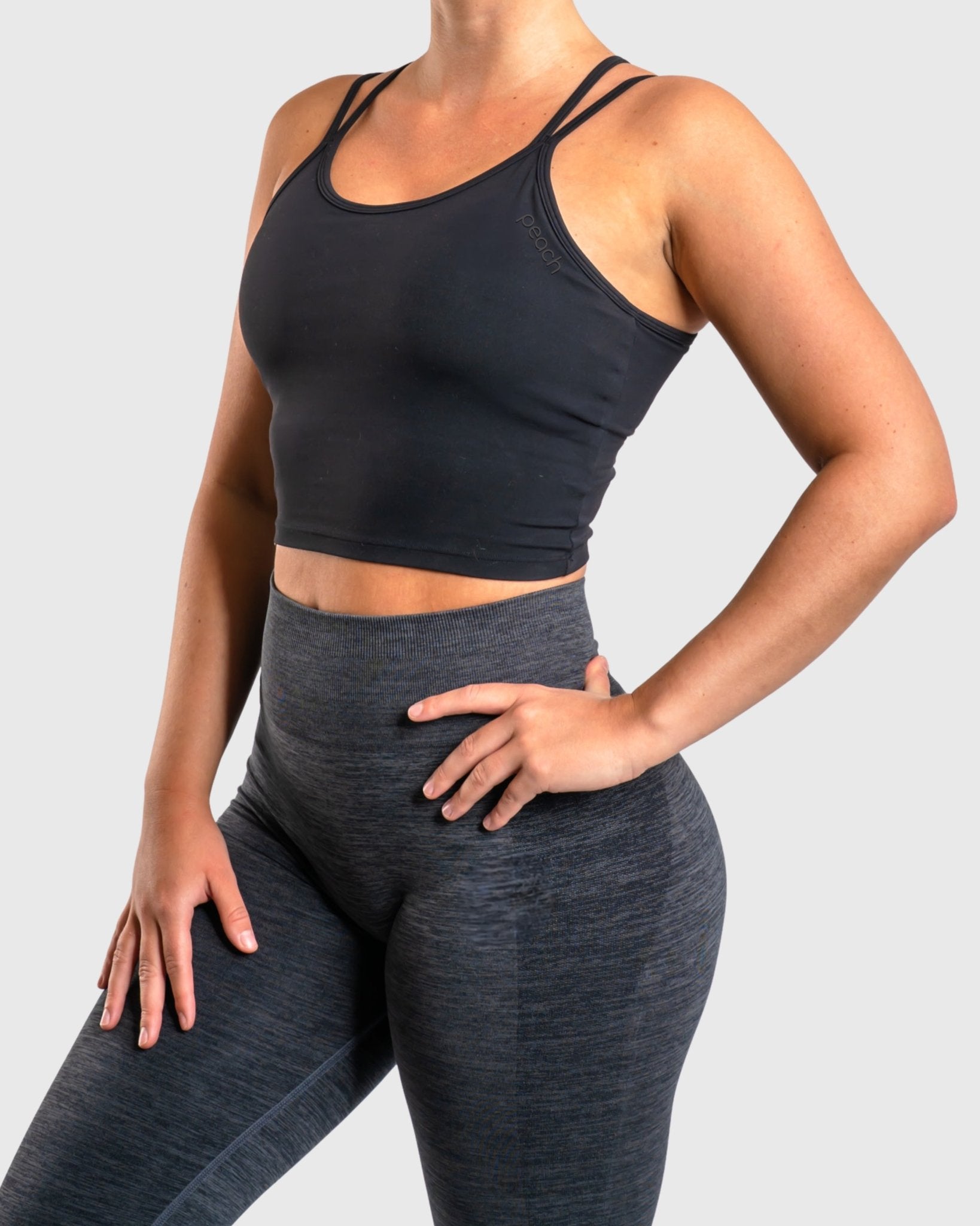 Black Softline Singlet - Peach Tights - Sports - Bra