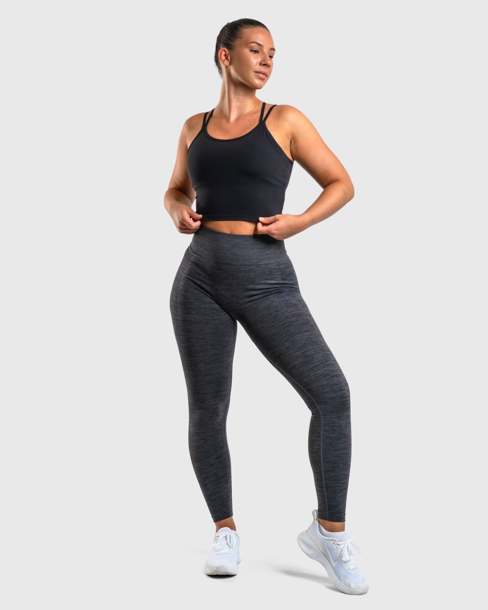 Black Softline Singlet - Peach Tights - Sports - Bra