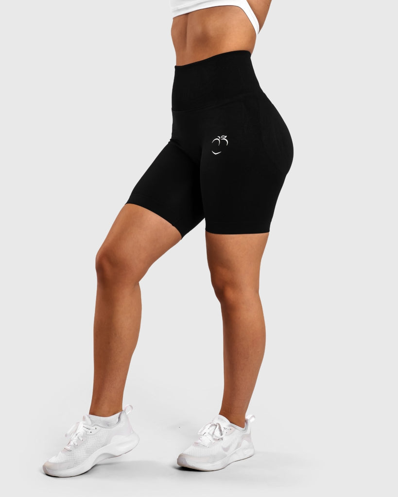 Black Solid Shorts - Peach Tights - Shorts