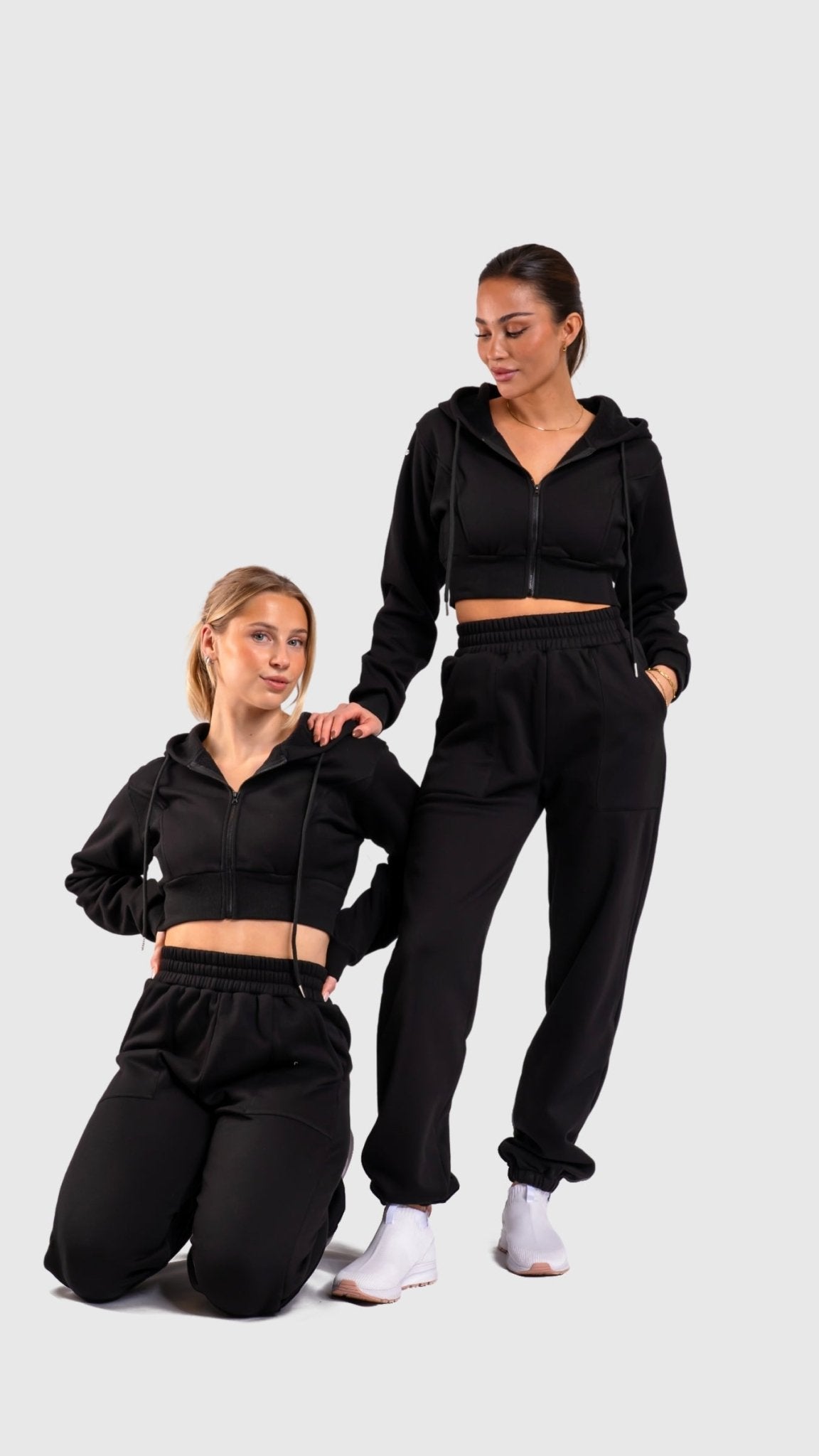 Black Vibe Cropped Hoodie - Peach Tights - Hoodie