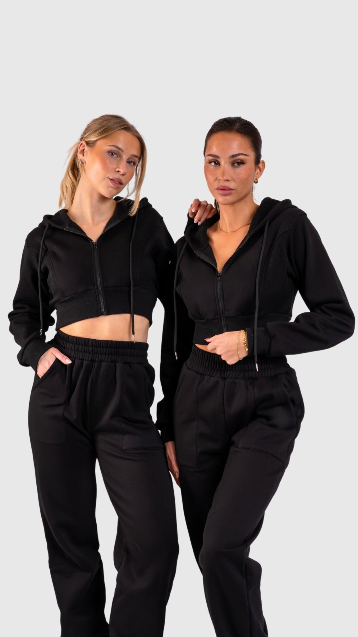 Black Vibe Cropped Hoodie - Peach Tights - Hoodie