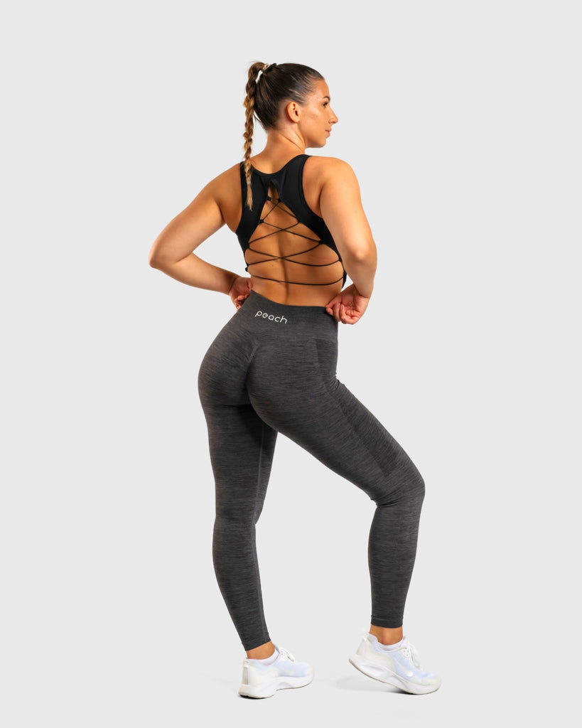 Black Weave Topp - Peach Tights - Sports - Bra