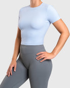 Blue Dry - fit Cropped T-shirt - Peach Tights - T-shirt