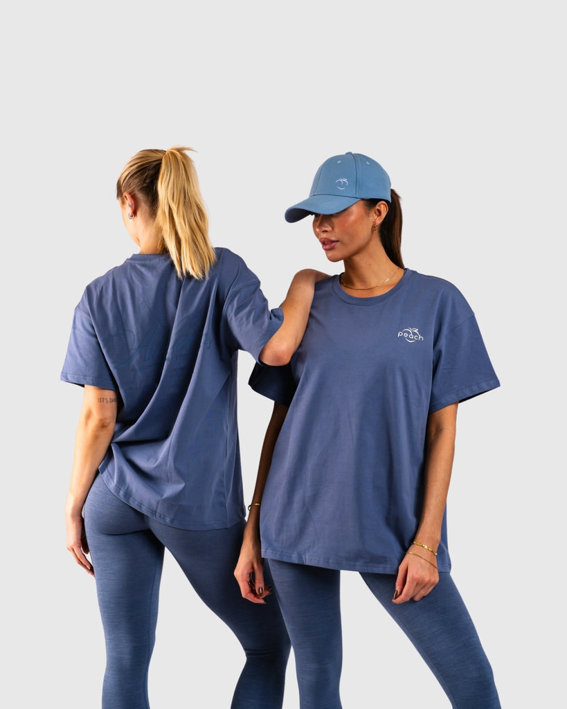 Blue Ease Oversized T-Shirt - Peach Tights - T-shirt