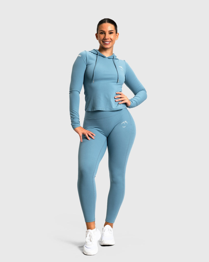 Blue Serenity Sweatshirt - Peach Tights - Long sleeve