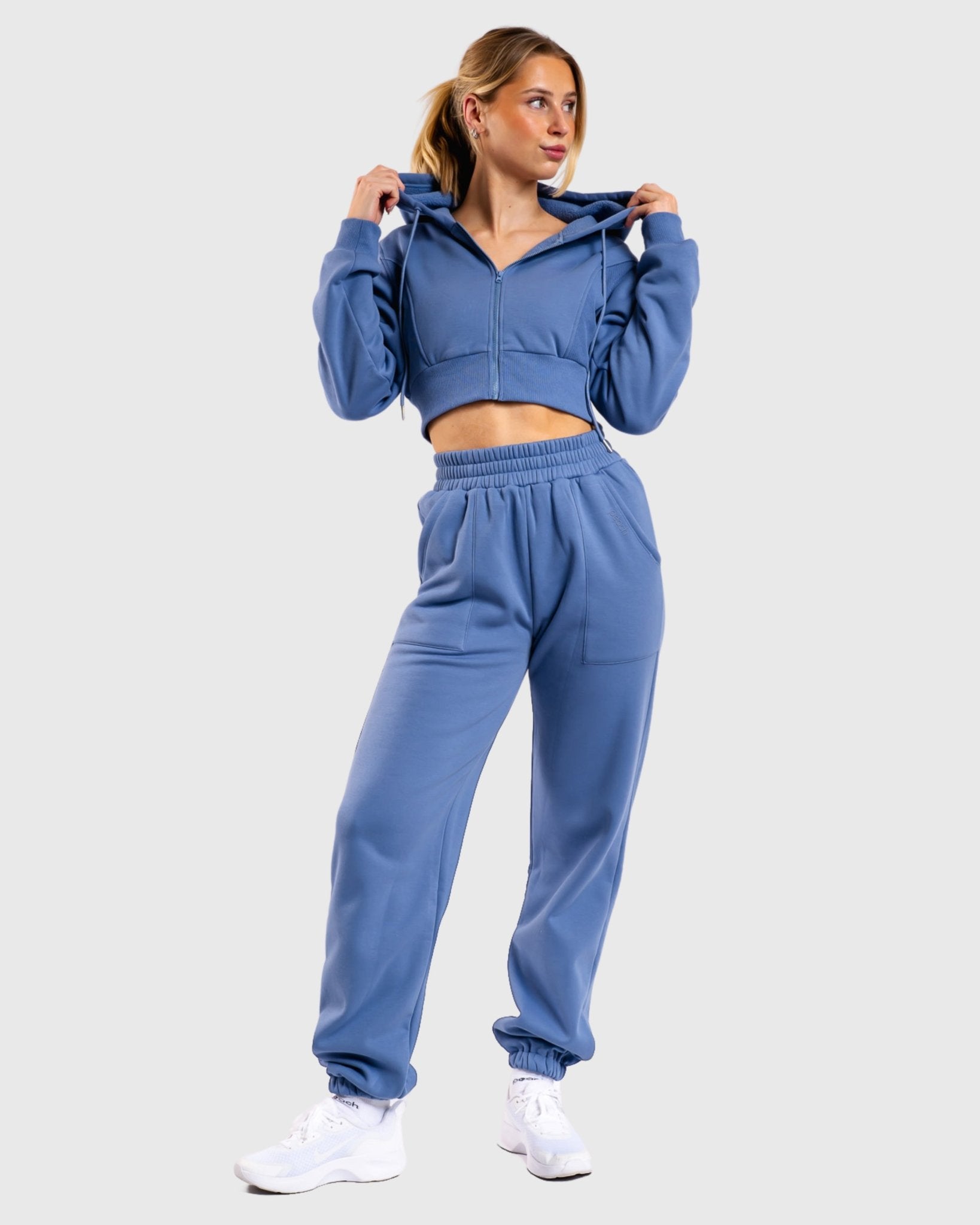 Blue Vibe Cropped Hoodie - Peach Tights - Hoodie