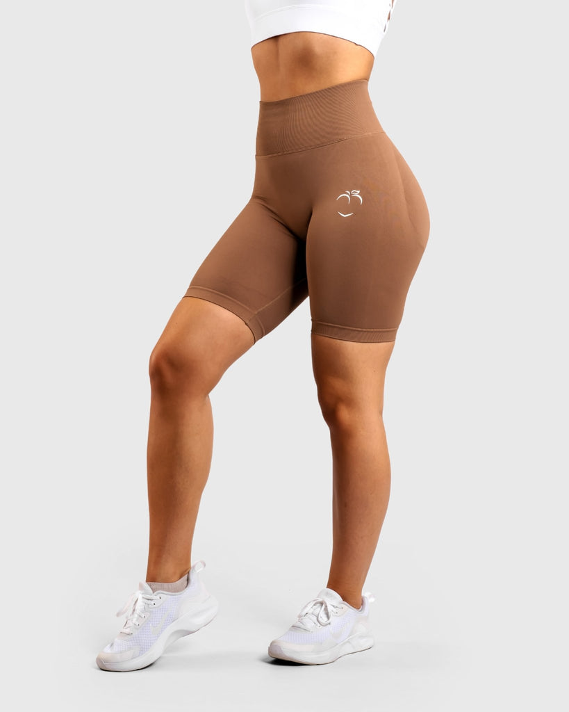 Brown Biker Shorts - Peach Tights - Shorts