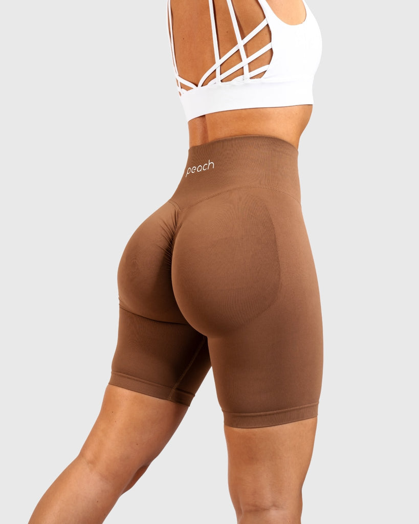 Brown Biker Shorts - Peach Tights - Shorts