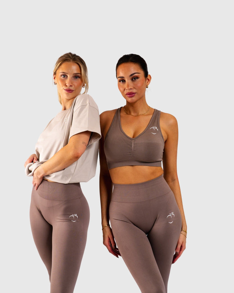 Brown Ease Sports-bra - Peach Tights - Sports-Bra