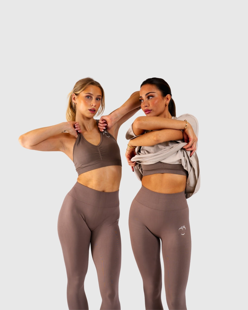 Brown Ease Sports-bra - Peach Tights - Sports-Bra