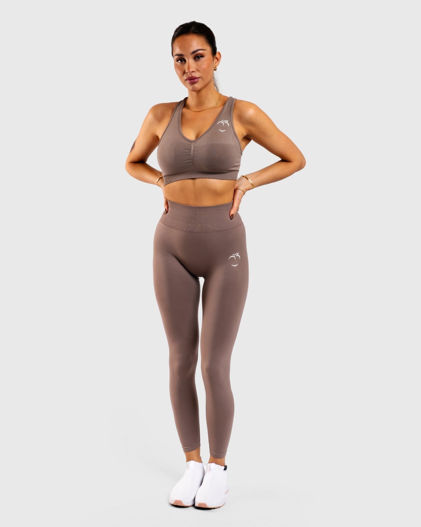 Brown Ease Sports-bra - Peach Tights - Sports-Bra