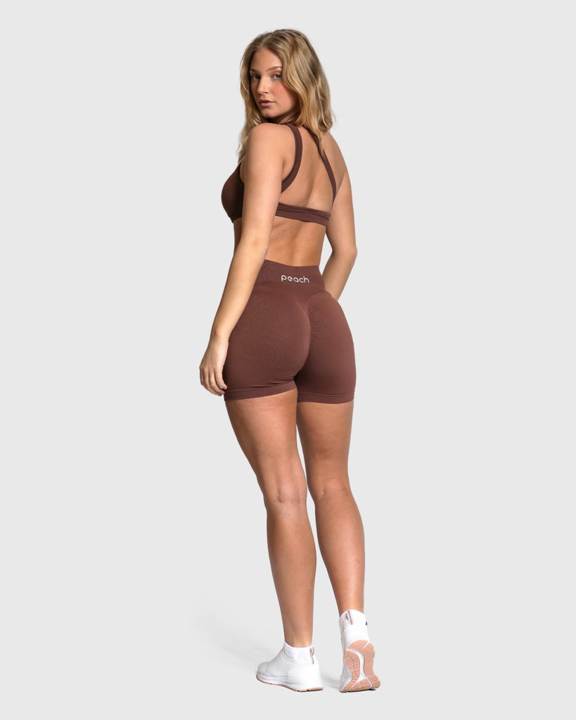 Brown Essence Shorts - Peach Tights - Shorts