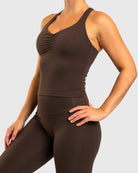 Brown Softelle Singlet - Peach Tights - Sports - Bra