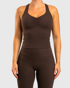 Brown Softelle Singlet - Peach Tights - Sports - Bra