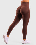 Brown Solid - Mid Waist Tights - Peach Tights - Tights