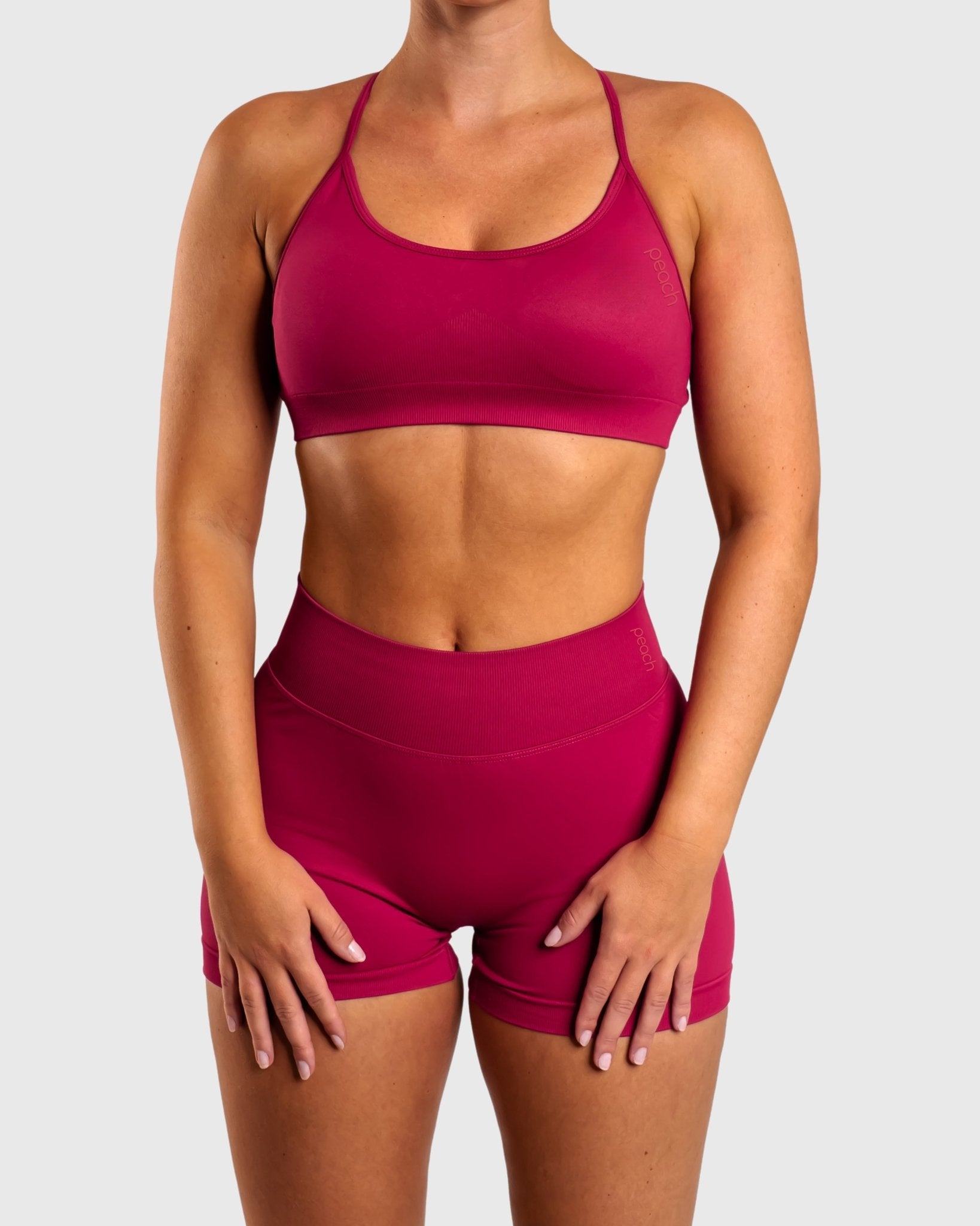 Burgundy Peak Sports - bra - Peach Tights - Sports - Bra
