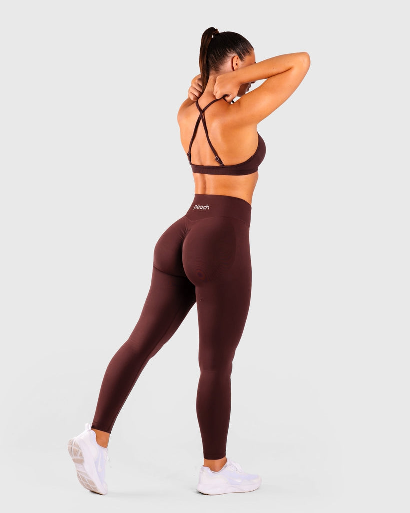 Burgundy Vivid Sports - bra - Peach Tights - Sports - Bra