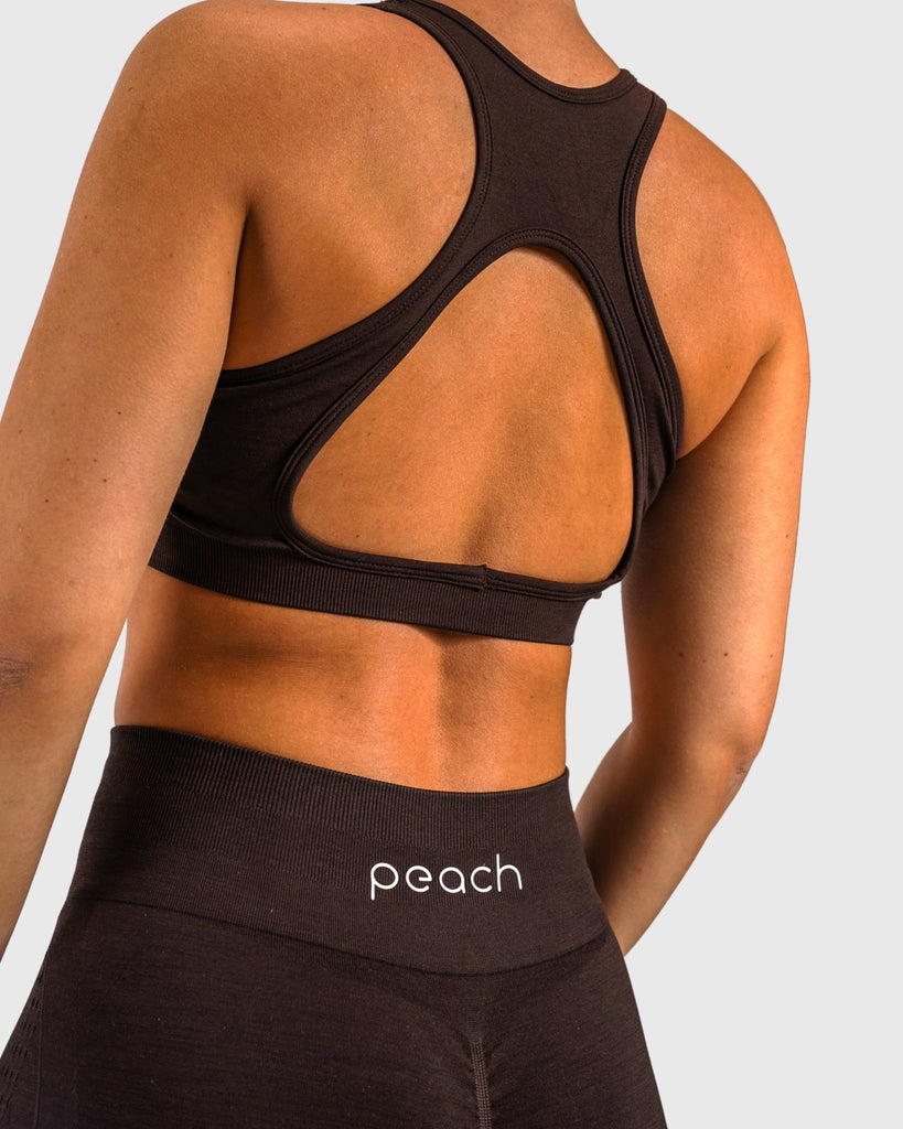 Dark Brown Edge Sports - bra - Peach Tights - Sports - Bra