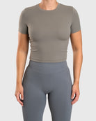 Green Dry - Fit Cropped T-shirt - Peach Tights - T-shirt