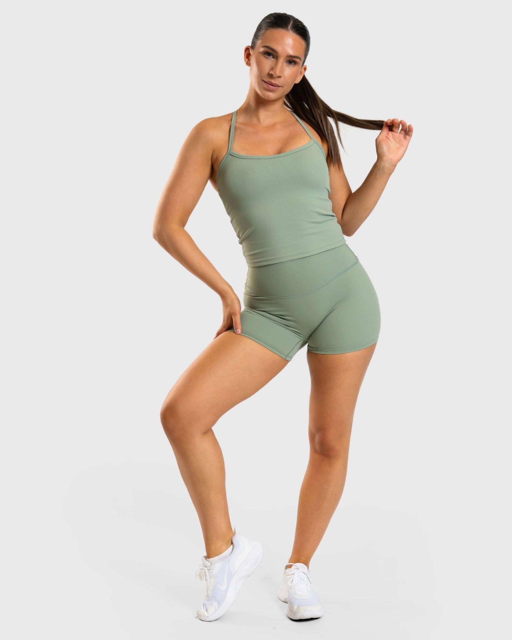 Green Noiré Shorts - Peach Tights - Tights