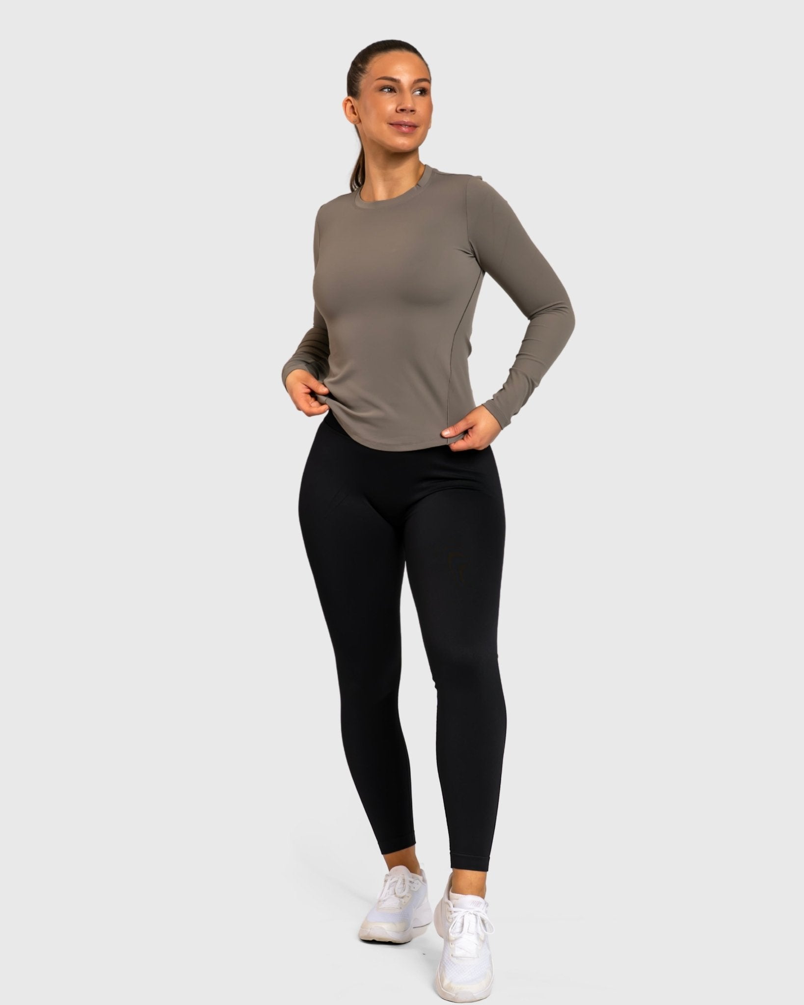 Grey Base Long Sleeve - Peach Tights - Long sleeve