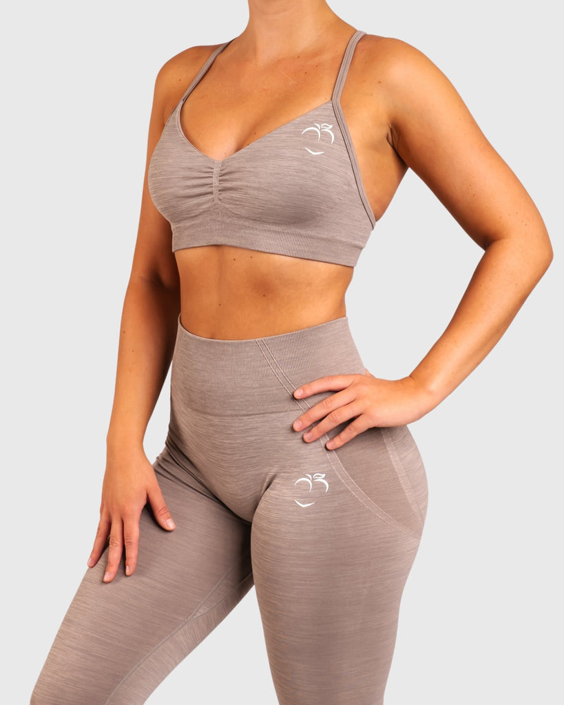 Grey Khaki Elevate Sports - bra - Peach Tights - Singlet