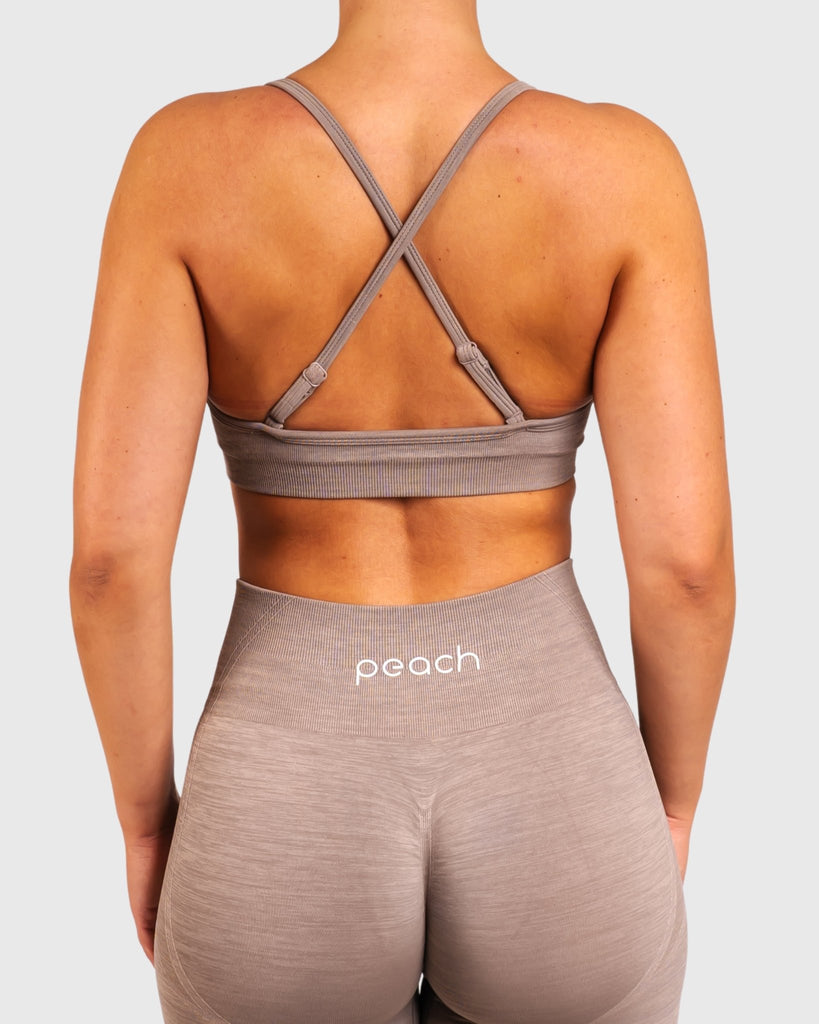 Grey Khaki Elevate Sports - bra - Peach Tights - Singlet