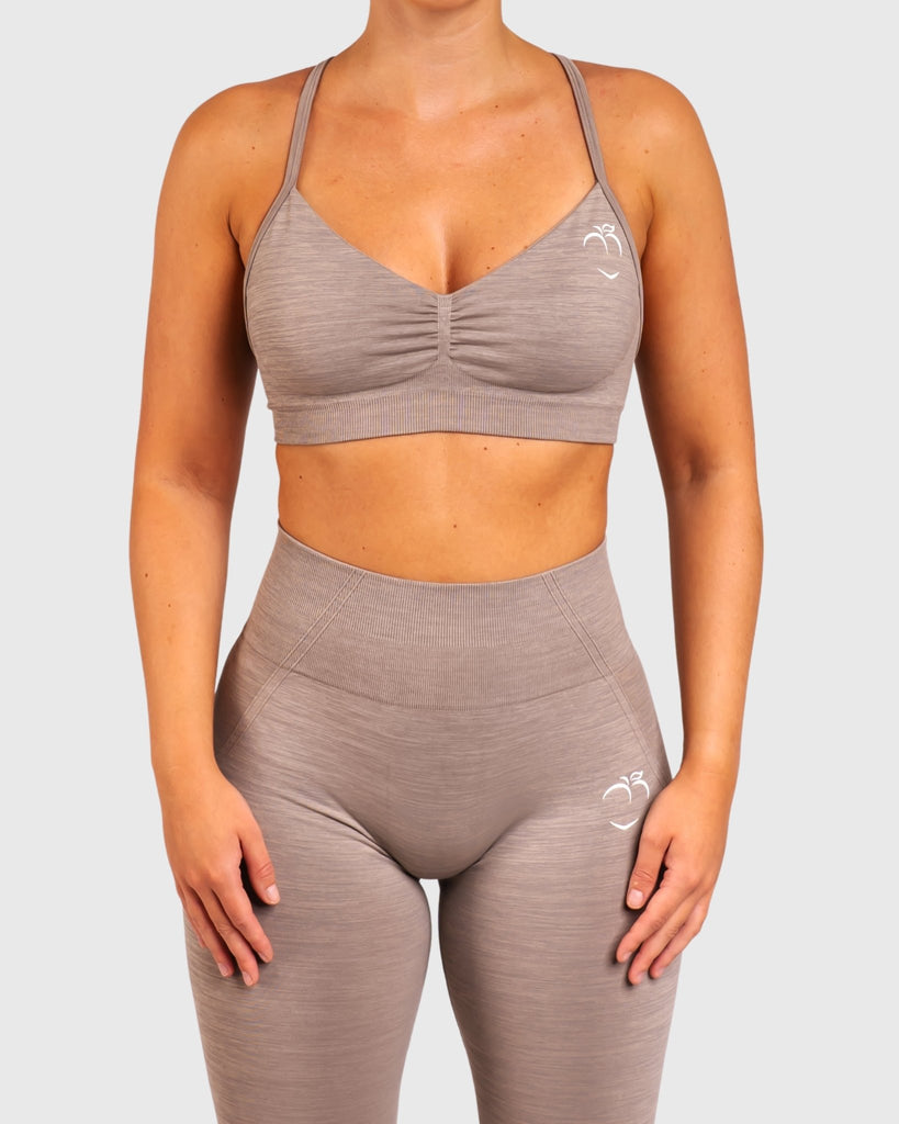 Grey Khaki Elevate Sports - bra - Peach Tights - Singlet