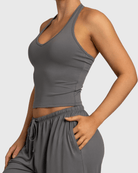 Grey Lounge Singlet - Peach Tights - Sports - Bra