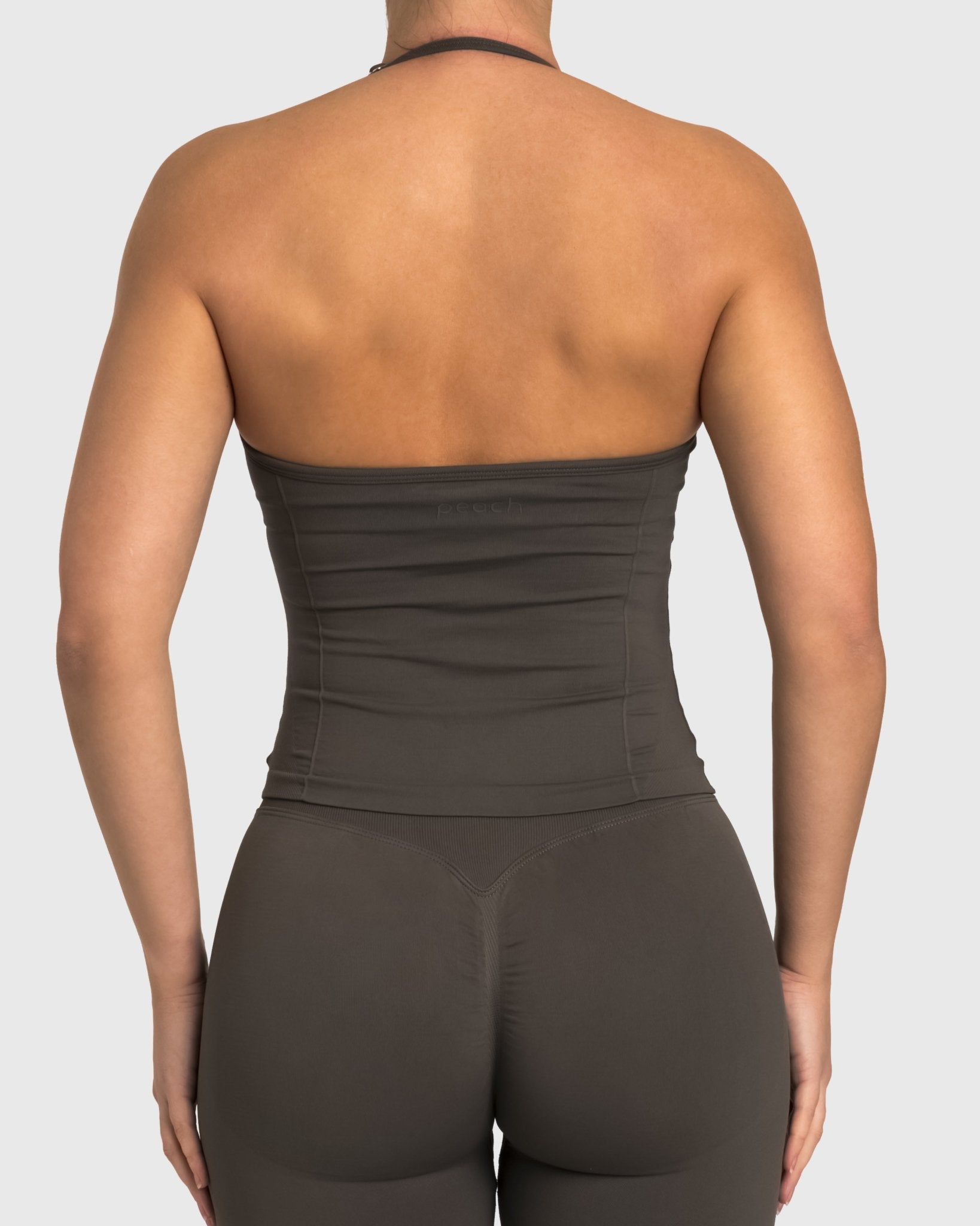 Grey Sense Halterneck Topp - Peach Tights - Sports - Bra