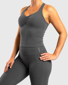 Grey Softelle Singlet - Peach Tights - Sports - Bra