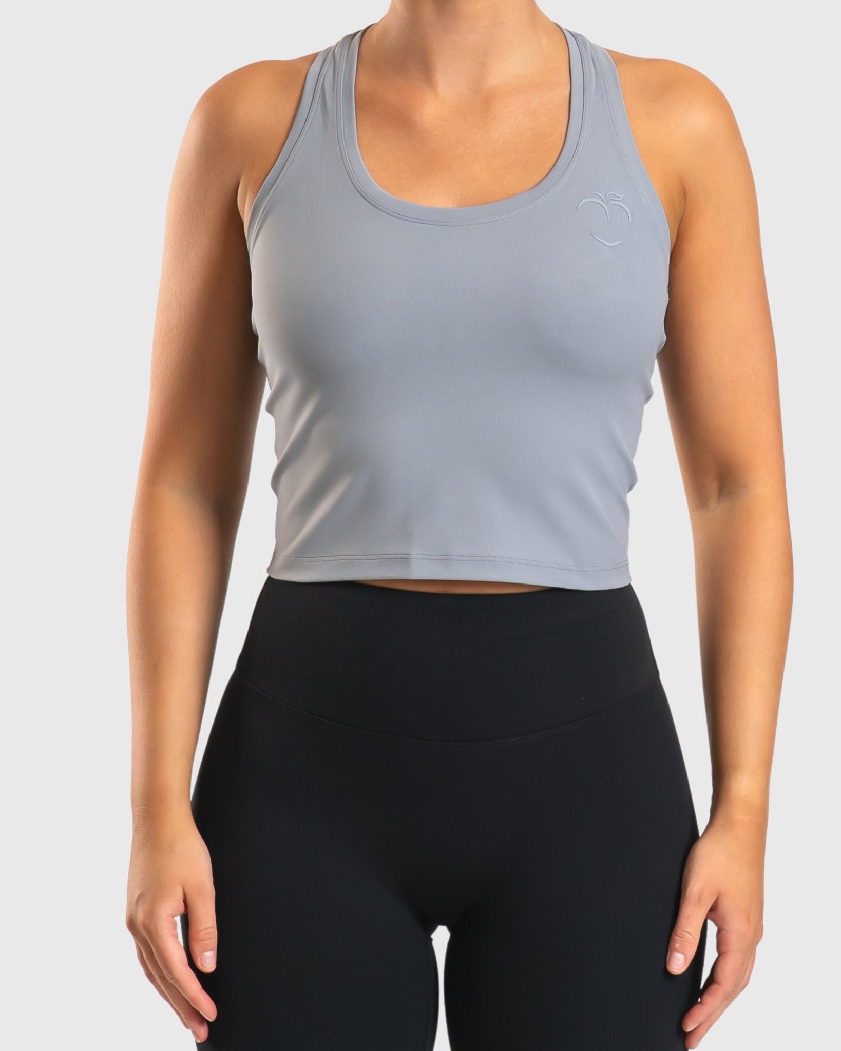 Grey Tank Top - Peach Tights - Sports - Bra