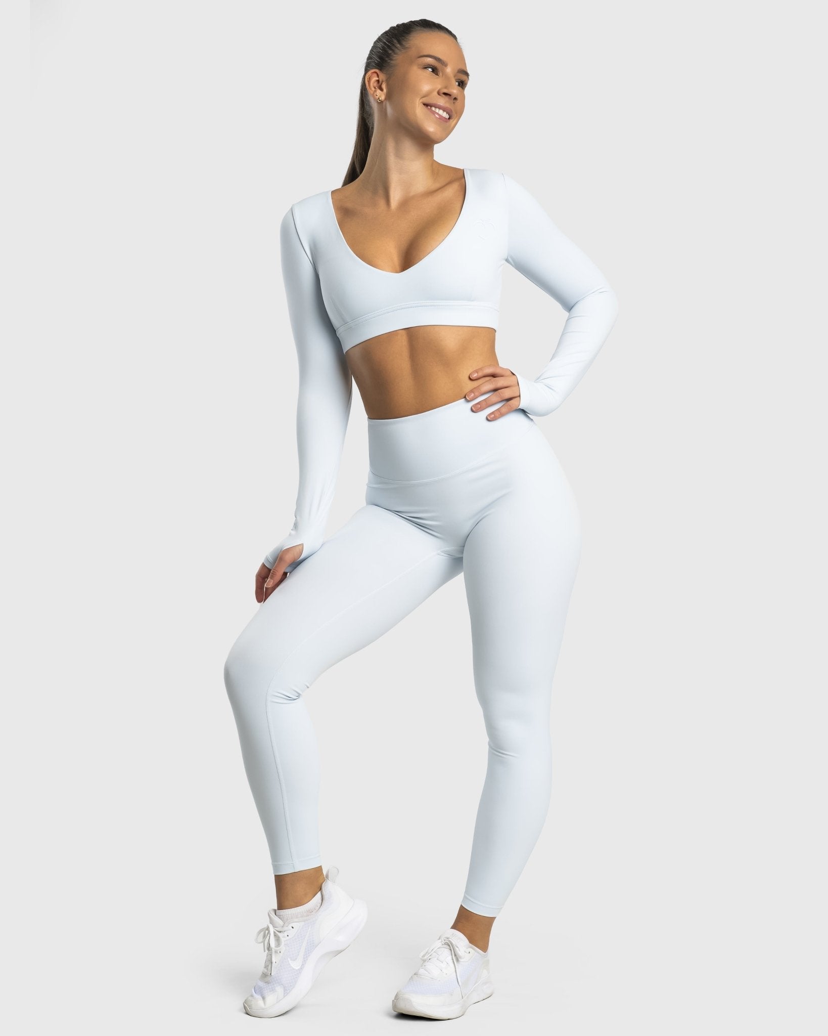 Light Blue Align Long Sleeve - Peach Tights - Long sleeve