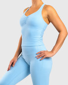 Light Blue Softelle Singlet - Peach Tights - Sports - Bra