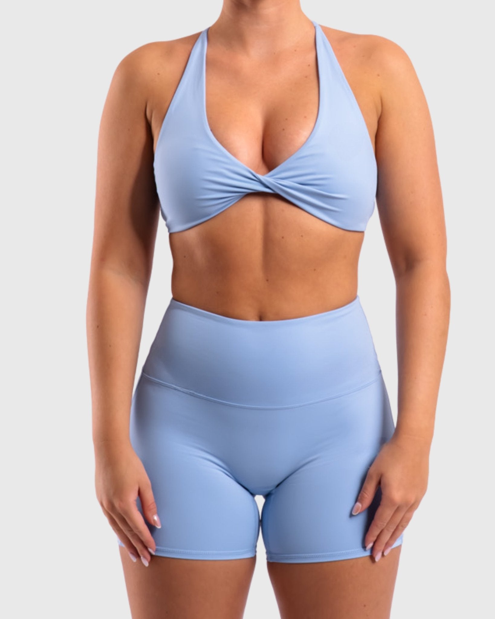 Light Blue Twist Sports - bra - Peach Tights - Sports - Bra