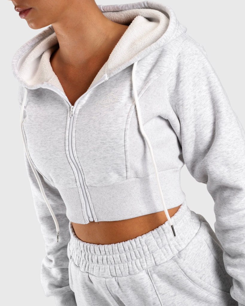 Light Grey Vibe Cropped Hoodie - Peach Tights - Hoodie