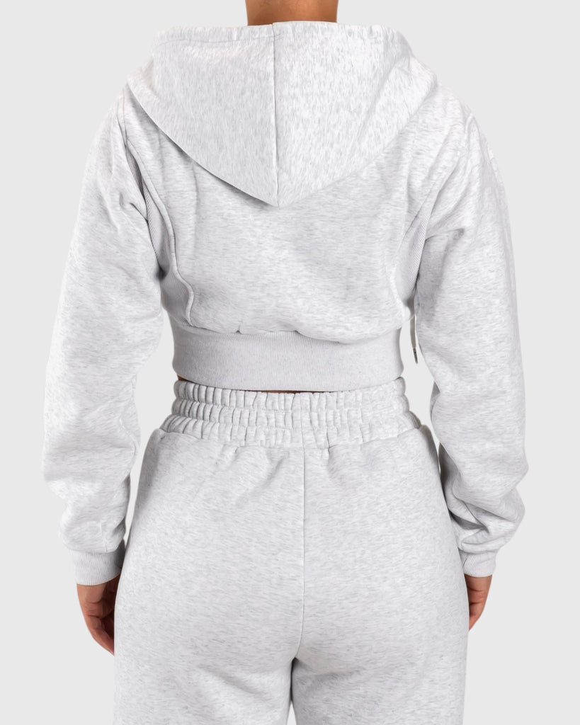 Light Grey Vibe Cropped Hoodie - Peach Tights - Hoodie