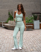 Mint Green Softelle Flared Pants - Peach Tights - Tights