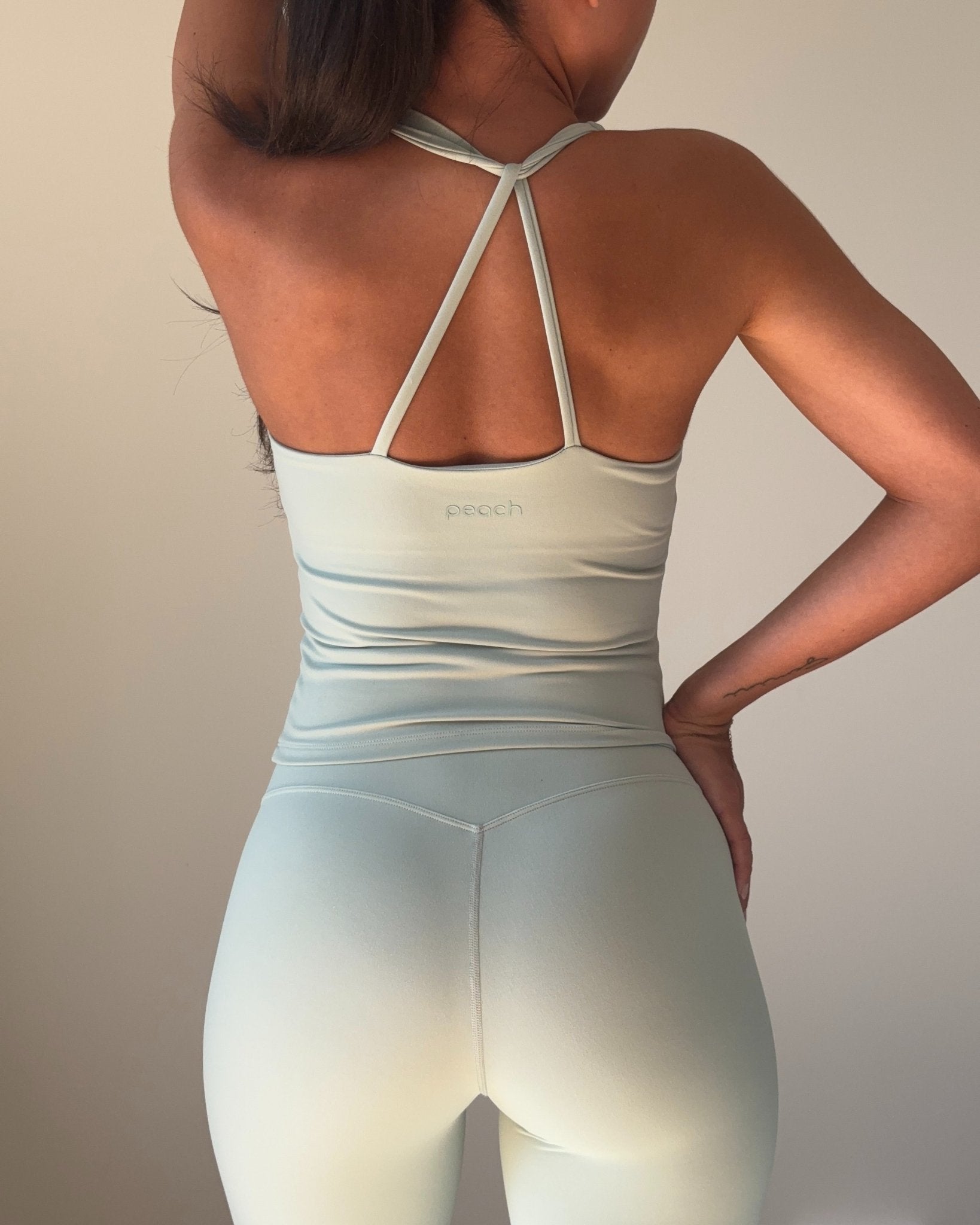 Mint Green Softelle Singlet - Peach Tights - Sports - Bra