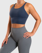 Navy Blue Cross Topp - Peach Tights - Sports - Bra