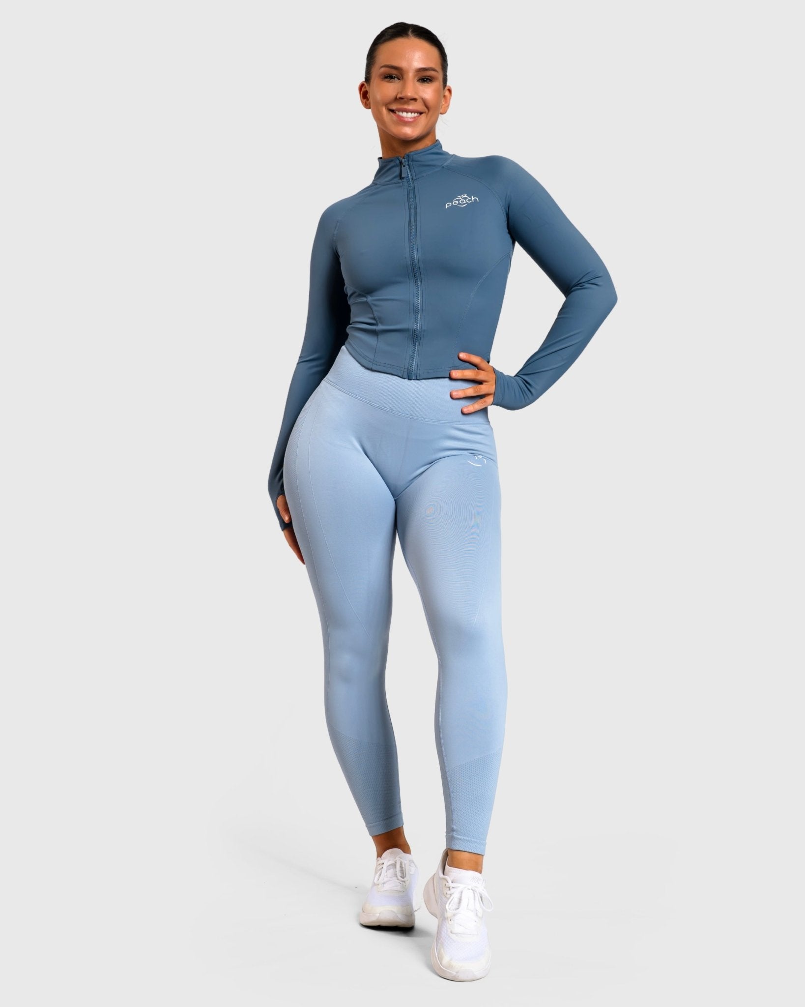 Navy Blue Define Jacket - Peach Tights - Jacket