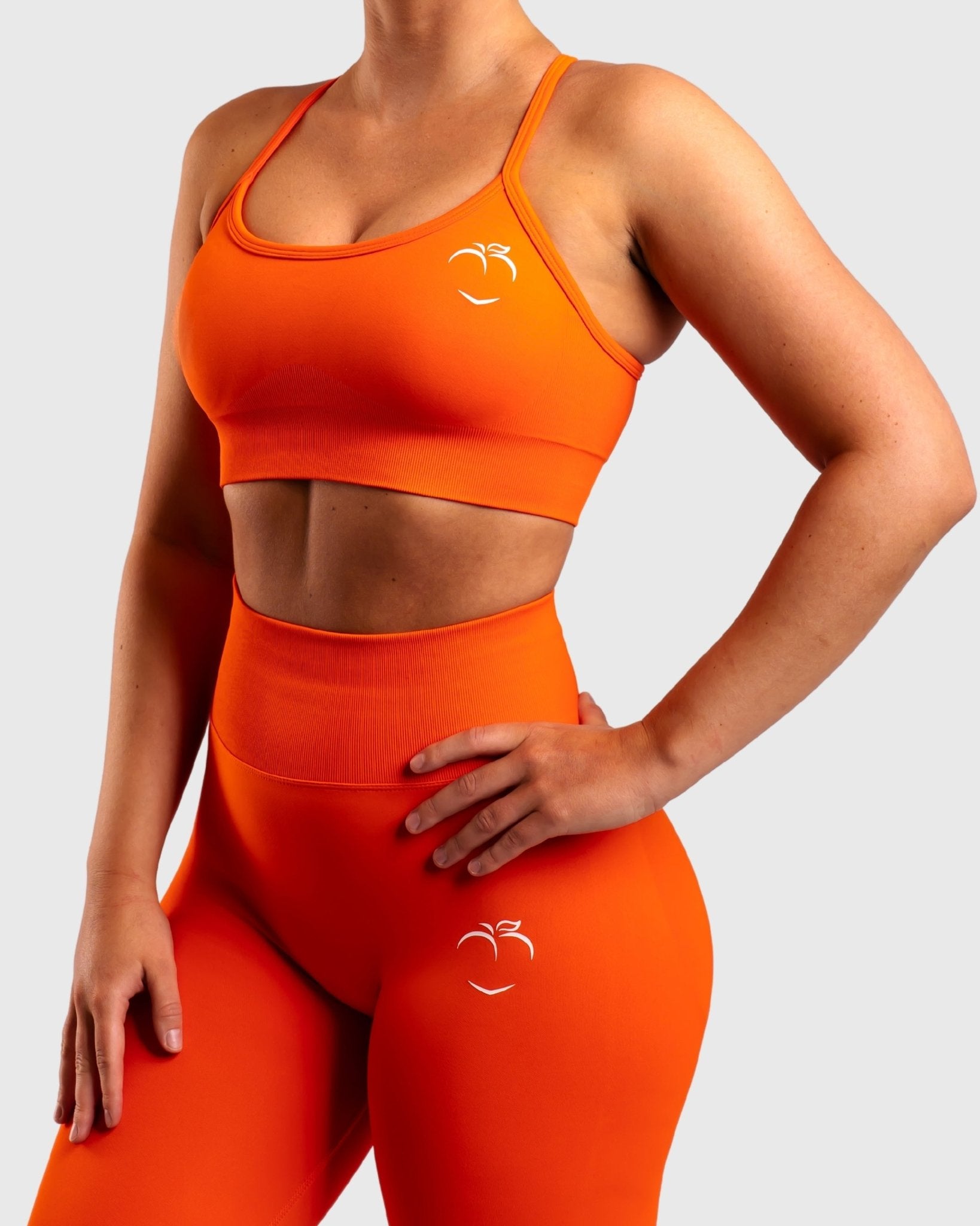Orange Performa Sports-bra - Peach Tights - Sports-Bra