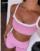 Pink Bloom Topp - Peach Tights - Sports - Bra