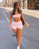 Pink Divine V - waist Shorts - Peach Tights - Tights